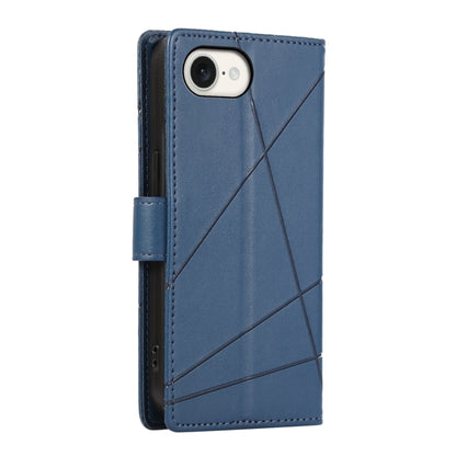For iPhone 16e PU Genuine Leather Texture Embossed Line Phone Case(Blue) by bashfashion