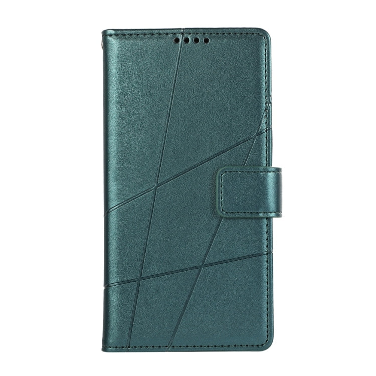 For iPhone 16e PU Genuine Leather Texture Embossed Line Phone Case(Green) by bashfashion