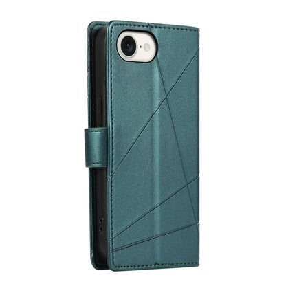 For iPhone 16e PU Genuine Leather Texture Embossed Line Phone Case(Green) by bashfashion