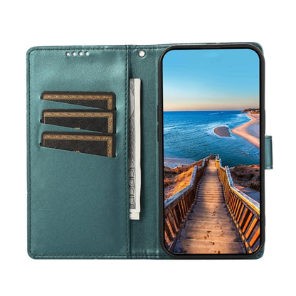 For iPhone 16e PU Genuine Leather Texture Embossed Line Phone Case(Green) by bashfashion