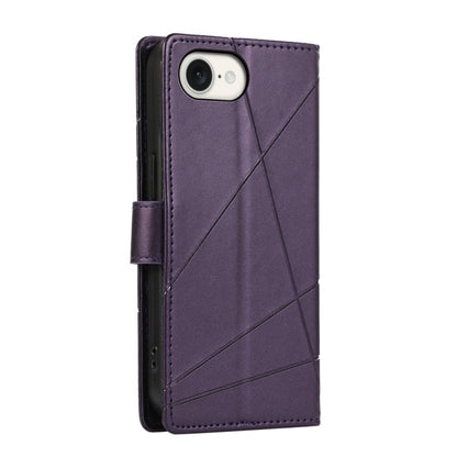 For iPhone 16e PU Genuine Leather Texture Embossed Line Phone Case(Purple) by bashfashion