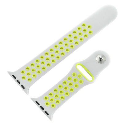 For Apple Watch Series 7 41mm / 6 & SE & 5 & 4 40mm / 3 & 2 & 1 38mm Sport Silicone Watch Band Standard Edition(Grey Yellow) by bashfashion