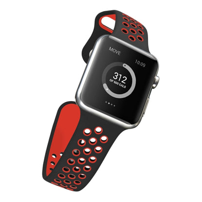 For Apple Watch Ultra 49mm / Series 8&7 45mm / SE 2&6&SE&5&4 44mm / 3&2&1 42mm Sport Silicone Watch Band Standard Edition(Black Red) by bashfashion