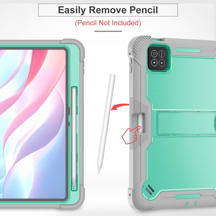 For Xiaomi Pad 7 / 7 Pro Shockproof Silicone Hybrid PC Tablet Case with Holder(Mint Green + Grey) by bashfashion