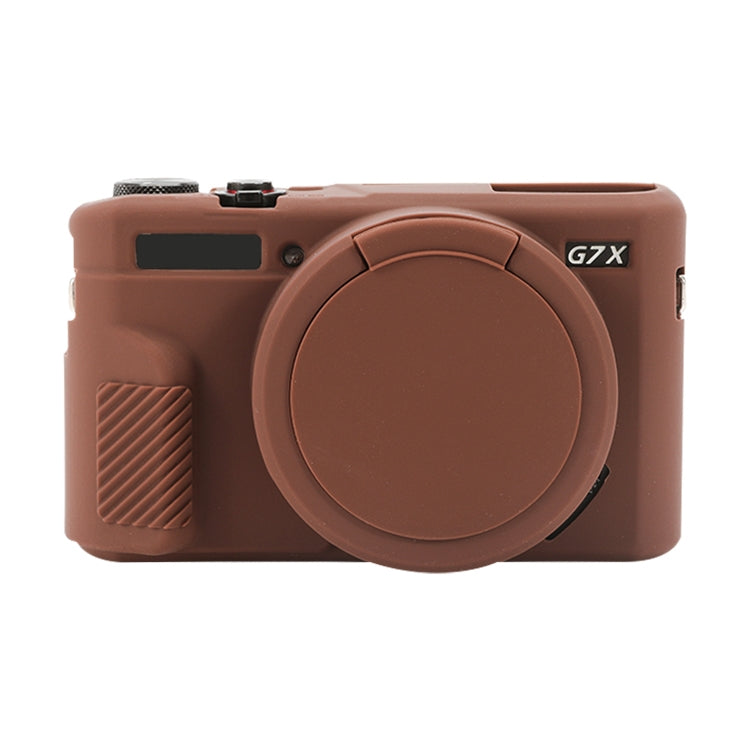 For Canon PowerShot G7 X Mark II / G7X2 Soft Silicone Protective Case with Lens Cover(Coffee) by bashfashion