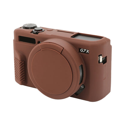 For Canon PowerShot G7 X Mark II / G7X2 Soft Silicone Protective Case with Lens Cover(Coffee) by bashfashion
