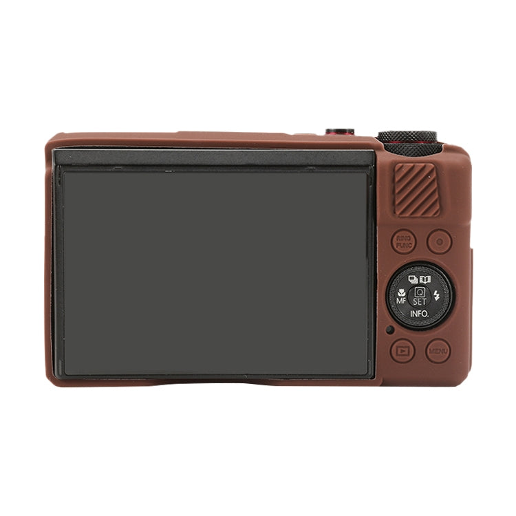 For Canon PowerShot G7 X Mark II / G7X2 Soft Silicone Protective Case with Lens Cover(Coffee) by bashfashion