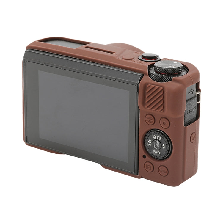 For Canon PowerShot G7 X Mark II / G7X2 Soft Silicone Protective Case with Lens Cover(Coffee) by bashfashion