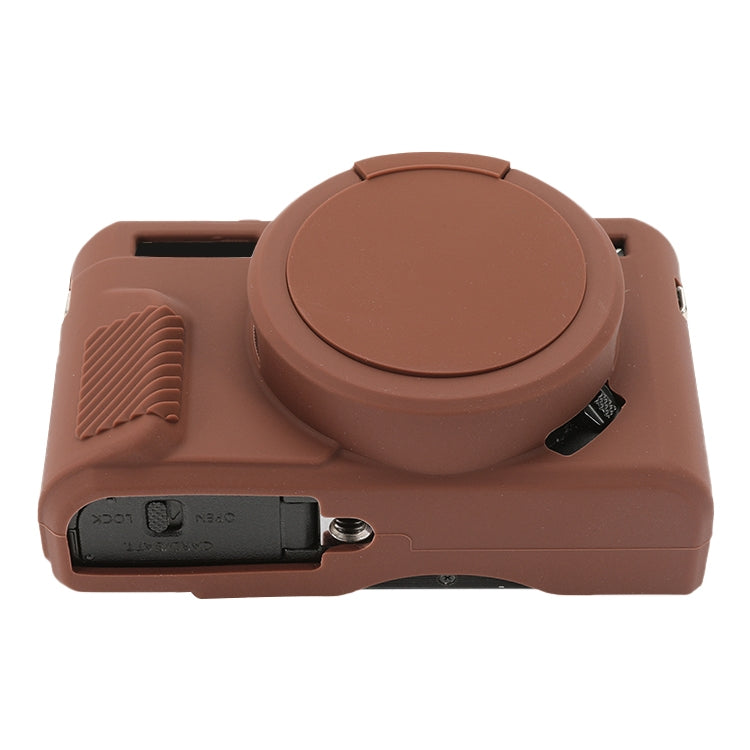 For Canon PowerShot G7 X Mark II / G7X2 Soft Silicone Protective Case with Lens Cover(Coffee) by bashfashion