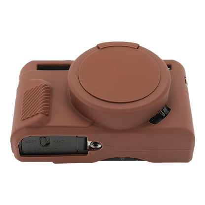For Canon PowerShot G7 X Mark II / G7X2 Soft Silicone Protective Case with Lens Cover(Coffee) by bashfashion