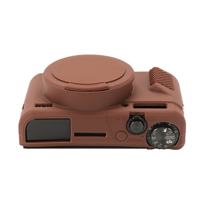 For Canon PowerShot G7 X Mark II / G7X2 Soft Silicone Protective Case with Lens Cover(Coffee) by bashfashion