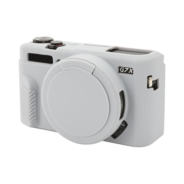 For Canon PowerShot G7 X Mark II / G7X2 Soft Silicone Protective Case with Lens Cover(Grey) by bashfashion