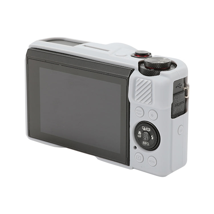 For Canon PowerShot G7 X Mark II / G7X2 Soft Silicone Protective Case with Lens Cover(Grey) by bashfashion