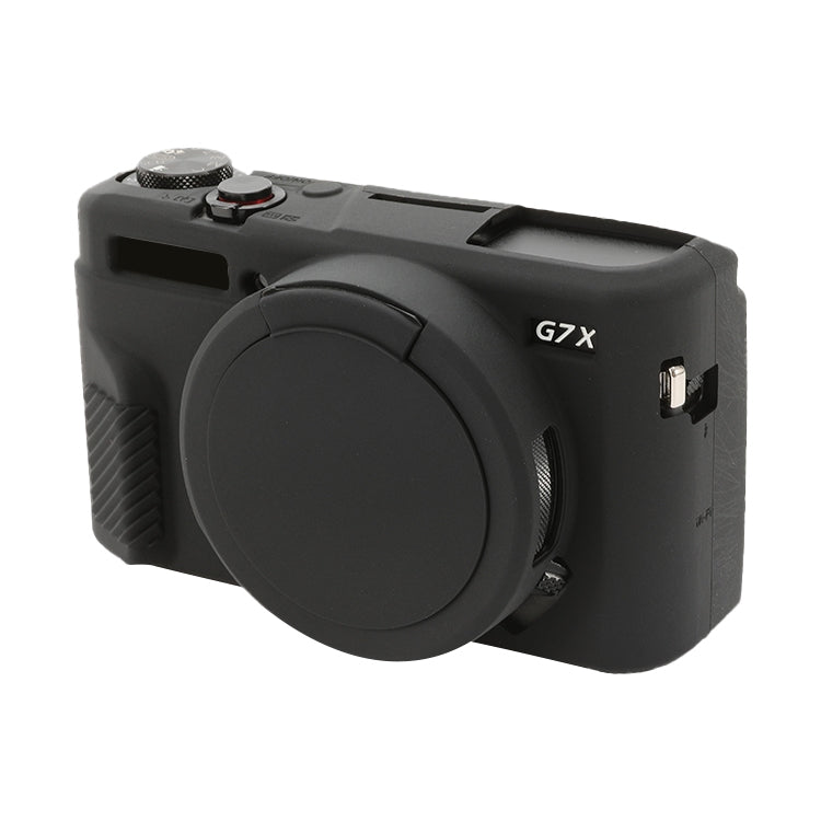 For Canon PowerShot G7 X Mark II / G7X2 Soft Silicone Protective Case with Lens Cover(Black) by bashfashion