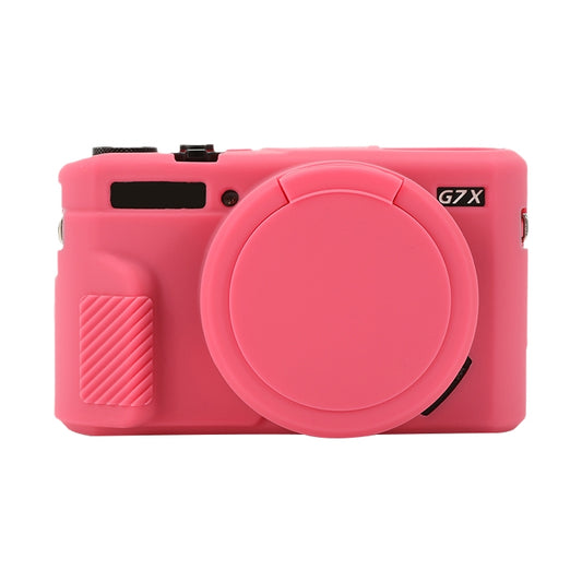 For Canon PowerShot G7 X Mark II / G7X2 Soft Silicone Protective Case with Lens Cover(Peach Red) by bashfashion