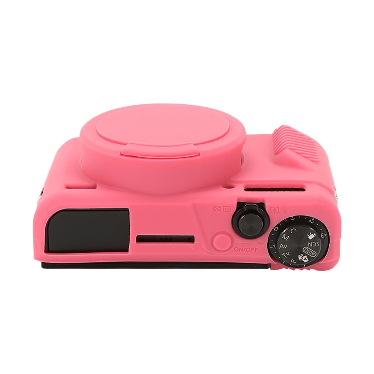 For Canon PowerShot G7 X Mark II / G7X2 Soft Silicone Protective Case with Lens Cover(Peach Red) by bashfashion