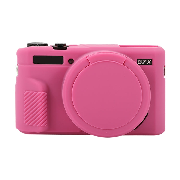 For Canon PowerShot G7 X Mark II / G7X2 Soft Silicone Protective Case with Lens Cover(Rose Red) by bashfashion
