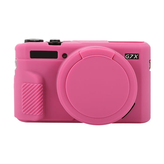For Canon PowerShot G7 X Mark II / G7X2 Soft Silicone Protective Case with Lens Cover(Rose Red) by bashfashion