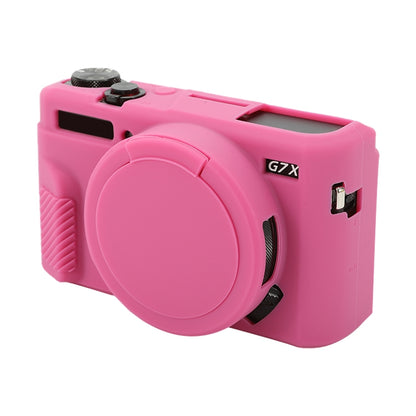 For Canon PowerShot G7 X Mark II / G7X2 Soft Silicone Protective Case with Lens Cover(Rose Red) by bashfashion