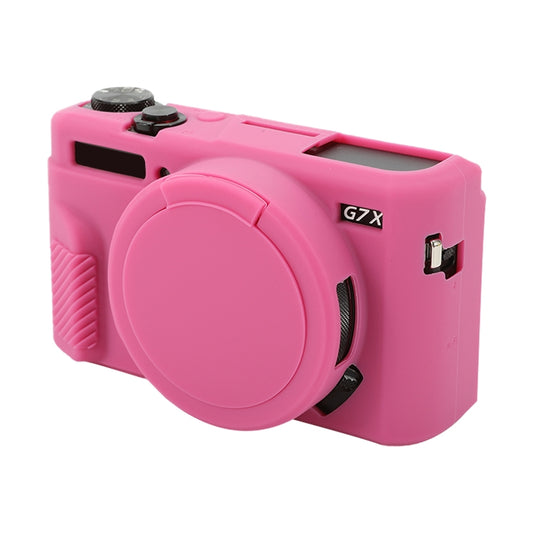 For Canon PowerShot G7 X Mark II / G7X2 Soft Silicone Protective Case with Lens Cover(Rose Red) by bashfashion