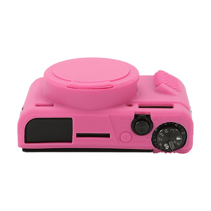 For Canon PowerShot G7 X Mark II / G7X2 Soft Silicone Protective Case with Lens Cover(Rose Red) by bashfashion