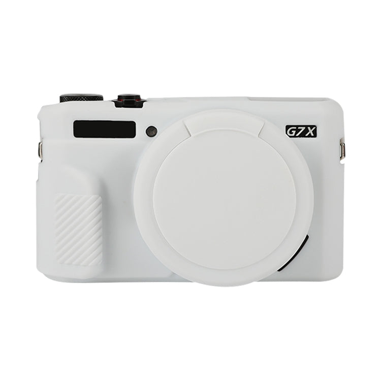 For Canon PowerShot G7 X Mark II / G7X2 Soft Silicone Protective Case with Lens Cover(White) by bashfashion