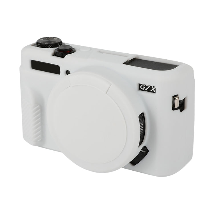For Canon PowerShot G7 X Mark II / G7X2 Soft Silicone Protective Case with Lens Cover(White) by bashfashion