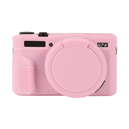 For Canon PowerShot G7 X Mark II / G7X2 Soft Silicone Protective Case with Lens Cover(Pink) by bashfashion