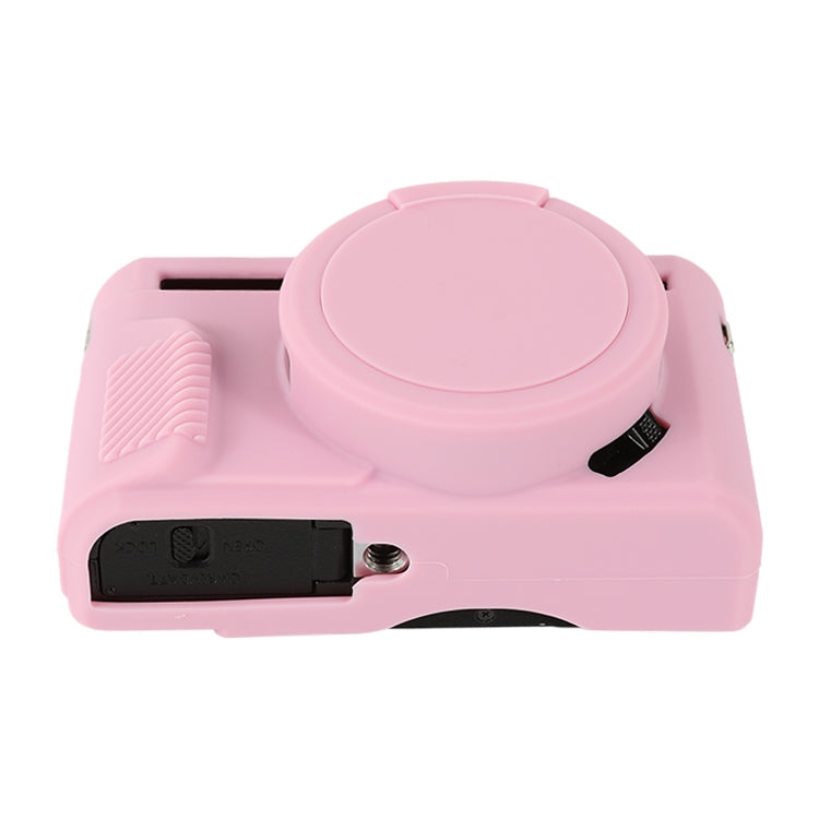 For Canon PowerShot G7 X Mark II / G7X2 Soft Silicone Protective Case with Lens Cover(Pink) by bashfashion