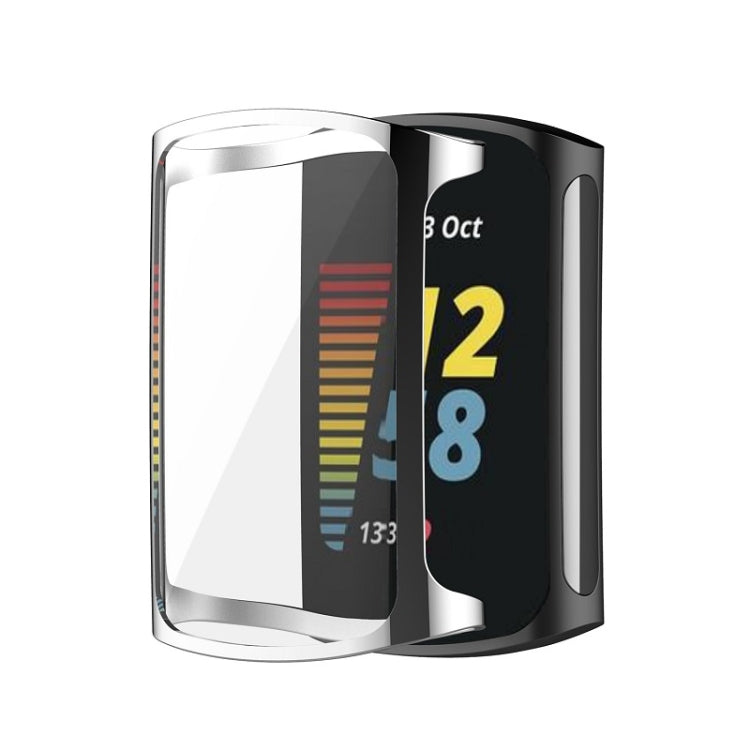 For Fitbit Charge 6 / 5 Full Coverage TPU Electroplated Watch Protective Case(Silver) by bashfashion