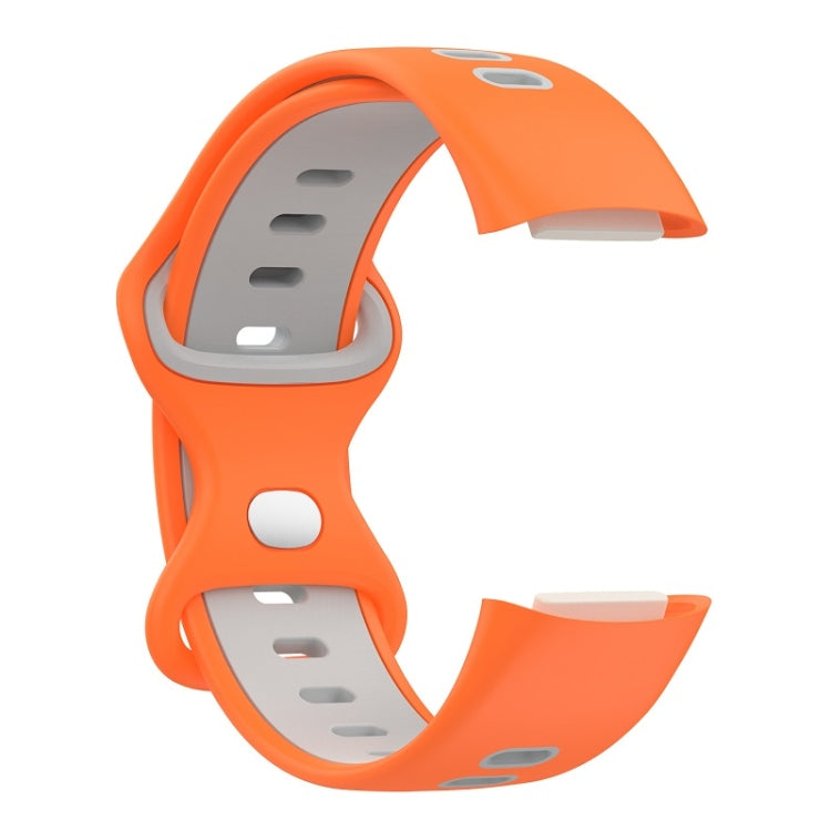 For Fitbit Charge 6 Two Color Silicone Watch Band(Orange Grey) by bashfashion