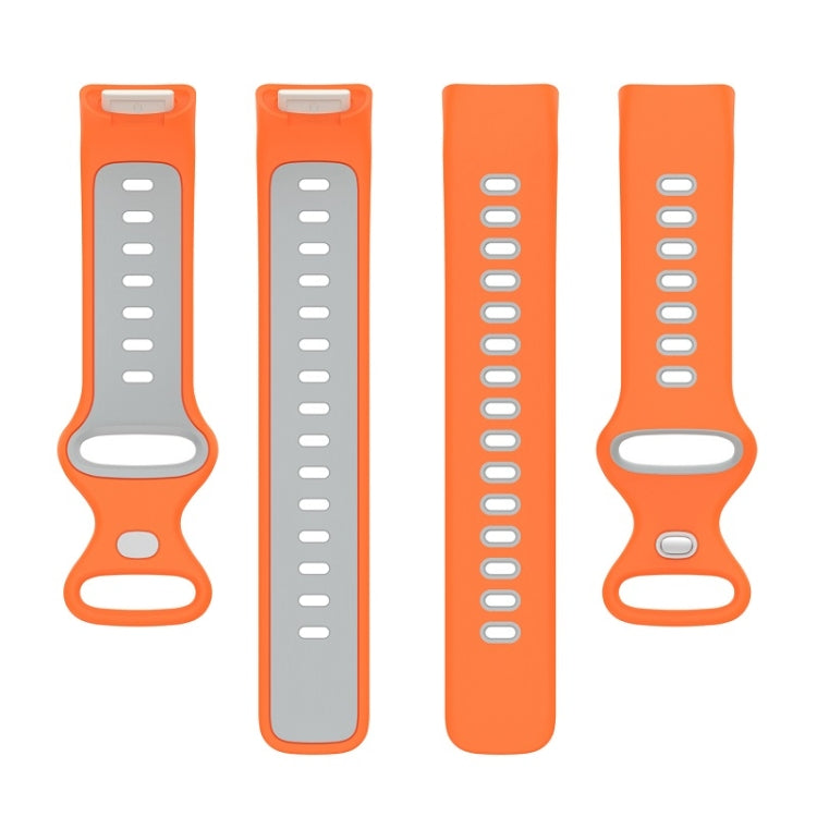 For Fitbit Charge 6 Two Color Silicone Watch Band(Orange Grey) by bashfashion