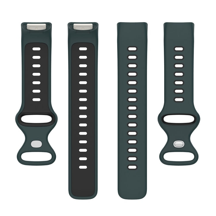For Fitbit Charge 6 Two Color Silicone Watch Band(Olive Green Black) by bashfashion
