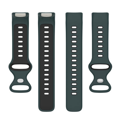 For Fitbit Charge 6 Two Color Silicone Watch Band(Olive Green Black) by bashfashion