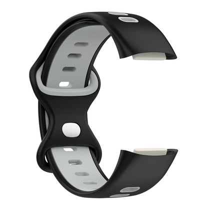 For Fitbit Charge 6 Two Color Silicone Watch Band(Black Grey) by bashfashion