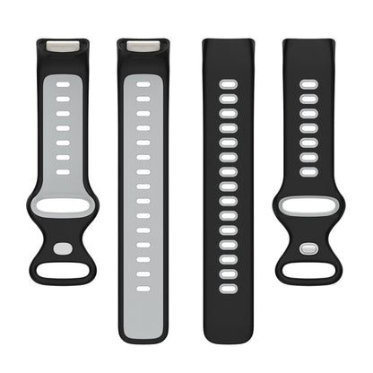 For Fitbit Charge 6 Two Color Silicone Watch Band(Black Grey) by bashfashion