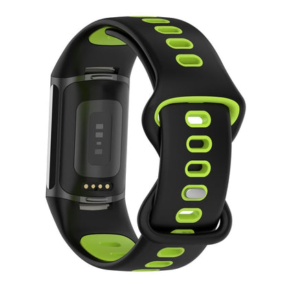 For Fitbit Charge 6 Two Color Silicone Watch Band(Black Lime) by bashfashion