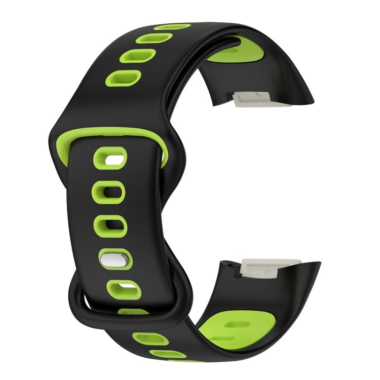 For Fitbit Charge 6 Two Color Silicone Watch Band(Black Lime) by bashfashion