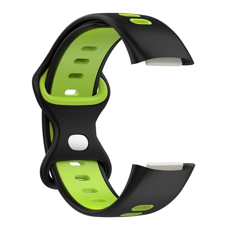 For Fitbit Charge 6 Two Color Silicone Watch Band(Black Lime) by bashfashion