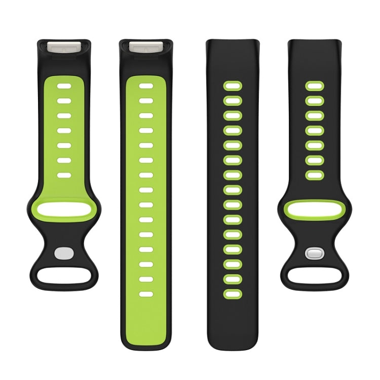 For Fitbit Charge 6 Two Color Silicone Watch Band(Black Lime) by bashfashion