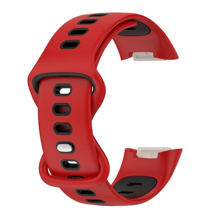 For Fitbit Charge 6 Two Color Silicone Watch Band(Red Black) by bashfashion