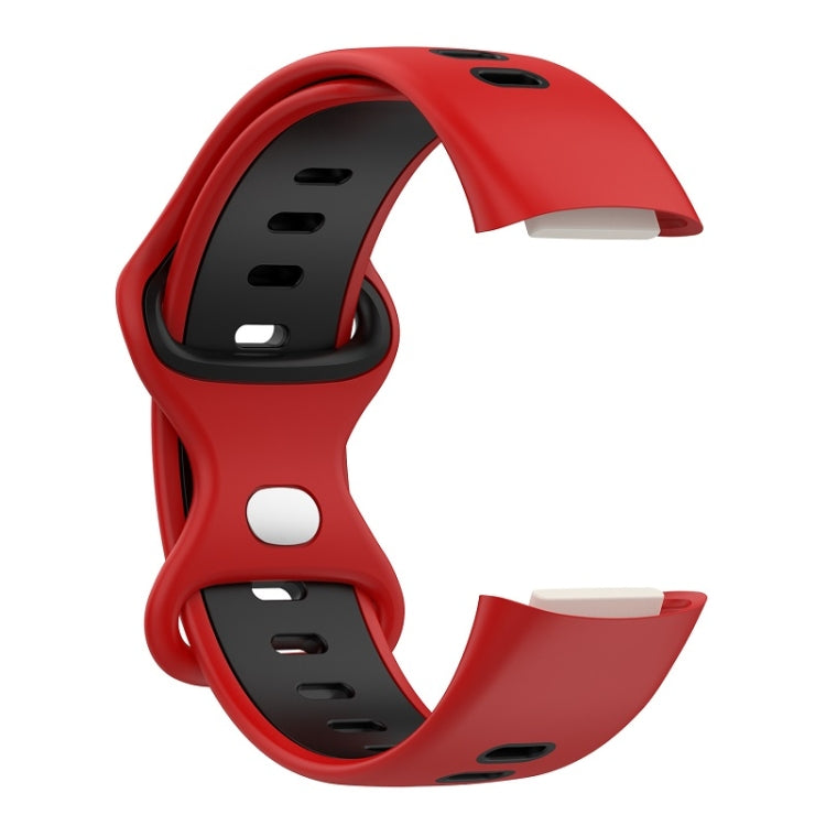 For Fitbit Charge 6 Two Color Silicone Watch Band(Red Black) by bashfashion
