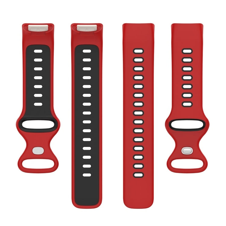 For Fitbit Charge 6 Two Color Silicone Watch Band(Red Black) by bashfashion