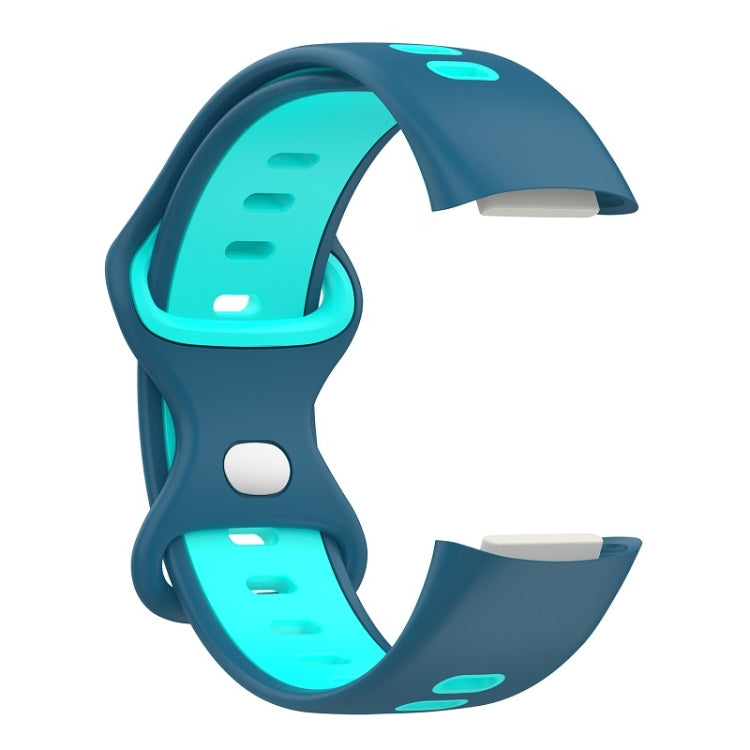 For Fitbit Charge 6 Two Color Silicone Watch Band(Blue Teal) by bashfashion