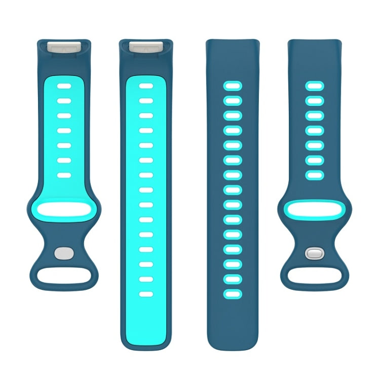 For Fitbit Charge 6 Two Color Silicone Watch Band(Blue Teal) by bashfashion
