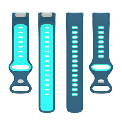 For Fitbit Charge 6 Two Color Silicone Watch Band(Blue Teal) by bashfashion