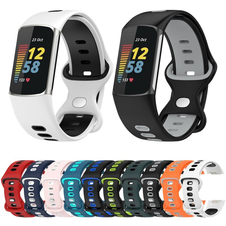 For Fitbit Charge 6 Two Color Silicone Watch Band(Red Black) by bashfashion