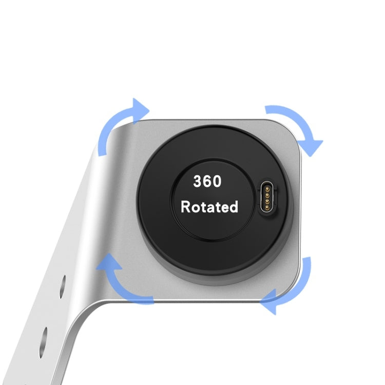 For Venu3 / Venu3S / Vivoactive 5 Portable Metal Charger Holder with Data Function, Right Interface(Silver) by bashfashion