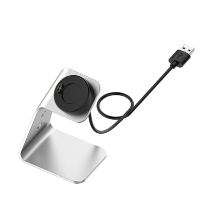 For Venu3 / Venu3S / Vivoactive 5 Portable Metal Charger Holder with Data Function, Left Interface(Silver) by bashfashion