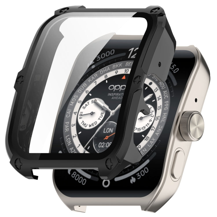 For OPPO Watch 4 Pro PC + Tempered Film Integrated Watch Protective Case(Black) by bashfashion